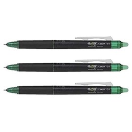 PILOT 3 x Erasable Frixion Dot Clicker Rollerball Pen Fine Point Green