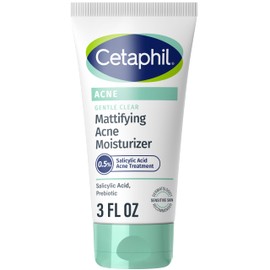Cetaphil Face Moisturizer, Gentle Clear Mattifying Acne Moisturizer With 0.5% Salicylic Acid, Hydrates and Treats Sensitive Acne Prone Skin, Skin Care for Sensitive Skin, 3oz