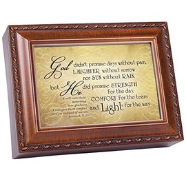 Cottage Garden God Did Promise Strength Comfort Wood Finish Jewelry Music Box Plays How Great Thou Art