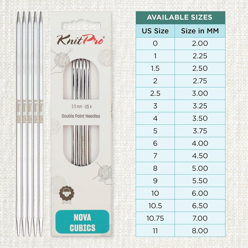KnitPro Nova Cubics Double Pointed Needles 8" (20cm) | 3.50mm