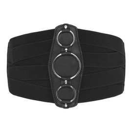 BlackButterfly 7 Inch Wide Lattice Corset Waspie Elastic Waist Belt (Black, XXL)