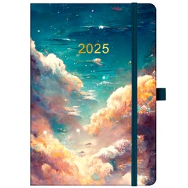 2025 Diary - A5 Diary 2025 Week to View, January 2025 - December 2025, 2025 Planner with Dream Sky Cloud Hardcover, Elastic Closure, Monthly ＆ Weekly View for Work, Study, 21.5 x 15.5 x 1.5 cm (A5)