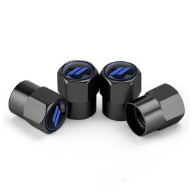 Misuyue 4pcs Car Valve Caps, Aluminium Valve Caps, Bicycle, Metal Car Valve Cap with Rubber Ring Seal, Tyre Valve Caps, Car Accessories for Motorcycle, Car, SUV, etc. (Blue)