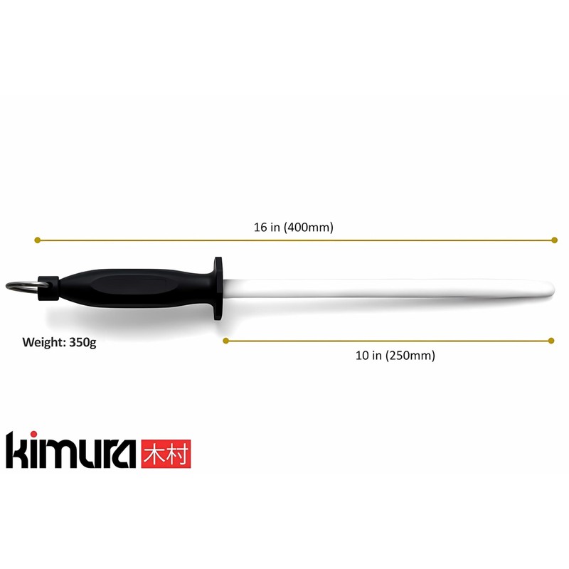Kimura Professional Ceramic Honing Rod, 10 inch Honing Steel, Ceramic