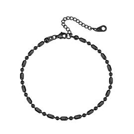 Richsteel Anklet Women's Anklets Jewellery Stainless Steel Gold/Black/Silver Petite Summer Foot Chain 22 cm + 5 cm Extension Chain Adjustable Size Chain, Stainless Steel