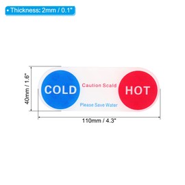 PATIKIL 1 Pair / 2 Pieces Self Stick Hot/Cold Water Label Acrylic Oval Sticker Signs for Taps Sink Red Blue