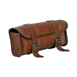 C CUERO - Bolsa de cuero genuino para manubrio de bicicleta, motocicleta, bolsa de accesorios para viaje, bolsa pequeña para motocicleta, idea de regalo de Navidad y Año Nuevo