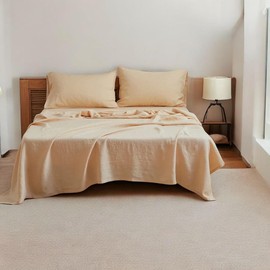 Danville Home 4 Piece Sheets Set - Elegant, Upscale and Super Soft with 16" Deep Pockets, Premium and Easy Care Bed Sheets, 100% Linen (Linen Khaki, King)