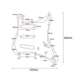 Swhmc Electric Guitar Pickguard 3 Ply SSS 11 Holes Strat Electric Guitar Pickguard Metal Single Coil Pickup Guard with Pickup Mounting Screw Holes for Fender ST