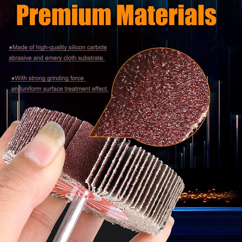 Mixiflor 20 Pcs 5 Sizes 60/80/120/240 Grits Abrasive Flap Wheel