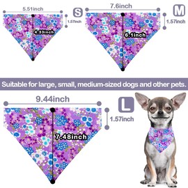 PET SHOW 4 Pack Small Dog Bandanas Slide on Collar Set Washable Cherry Blossoms Puppies Cat Bandanas Bibs Slip Through Collar Accessories for Boy Girl Small Medium Dogs Attach to Pet Colla,S