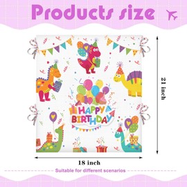Rumkim Happy Birthday Chair Covers Seat Cover for Kids, Dinosaur Theme Boys Classroom Seat with Ballons Birthday Ribbons Chair Back Covers for Party Birthday Decoration