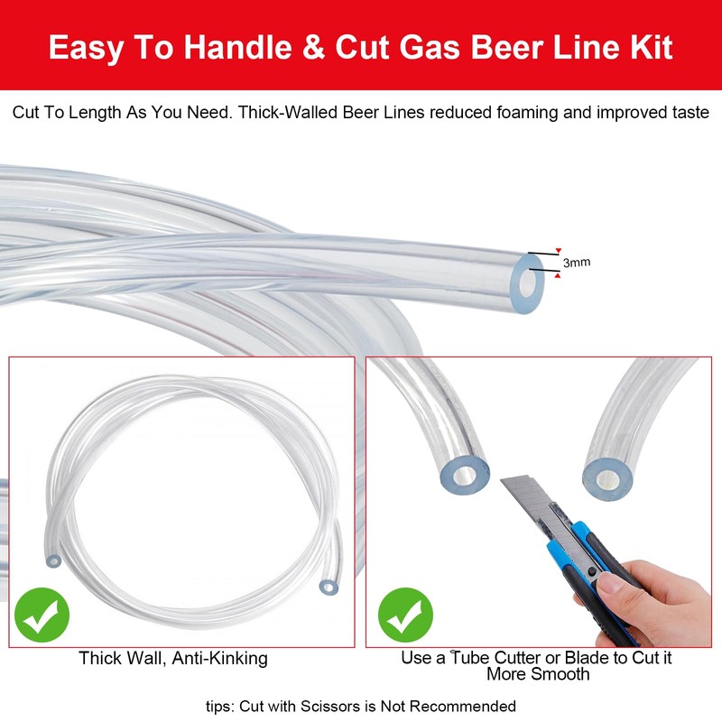 FERRODAY 10 FT 3/16 Beer Line Tubing & 5/16 CO2