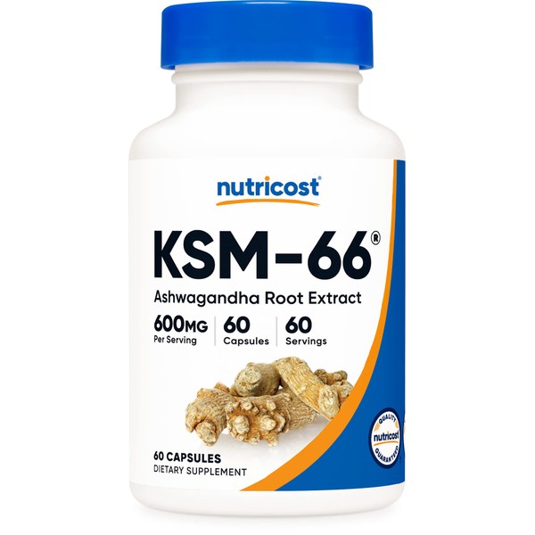 Nutricost KSM-66 Ashwagandha Root Extract 600mg, 60 Veggie Caps (3 Bottles) - High Potency 5% Withanolides - with BioPerine