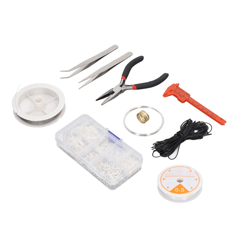 Earring Making Kit with Tweezers Ear Hooks Ear Pins Wax