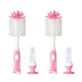 CHEMIMOSO Multifunctional Cleaning Brush, Baby Bottle Brush, Bottle Brush Cleaner (Rotate The Suction Cup to Obtain The Small Bristle Brushes) Set Z, Pink, Nylon and Nylon Brush