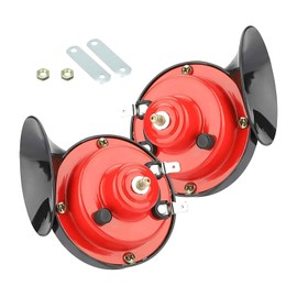 nodteem 2 PCS Car Whistle Horn, 12V ABS One-piece Large-diameter Stereo Sound Waterproof Snail Air Horn, Modification Replacement Accessories, Compatible with Most Cars and Motorcycles (Red)