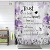 Bible Verse Inspirational Quote Shower Curtain, Purple Floral Daisy Trust