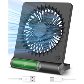 Tevelecin Small Desk Fan,Rechargeable USB Fan Battery Operated,Ultra Quiet, Strong Wind, 3 Speeds Travel Fans