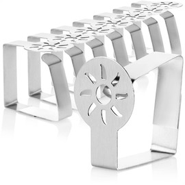 com-four® 8 x Premium Stainless Steel Tablecloth Clips - Cloth Holder for Table Linen - Table Clips for Indoor and Outdoor Use with Decoration - Modern Table Clamps - Metal Clips (08 Pieces/Sun)