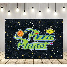 Pizza Planet Backdrop for Birthday Party Supplies Photo Backgrounds Toy Story Birthday Theme Baby Shower Banner 59x38in