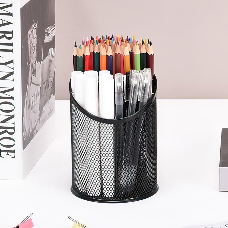 Sinoba Desk Organiser Pen Holder 3 Compartments Mesh Metal Desktop