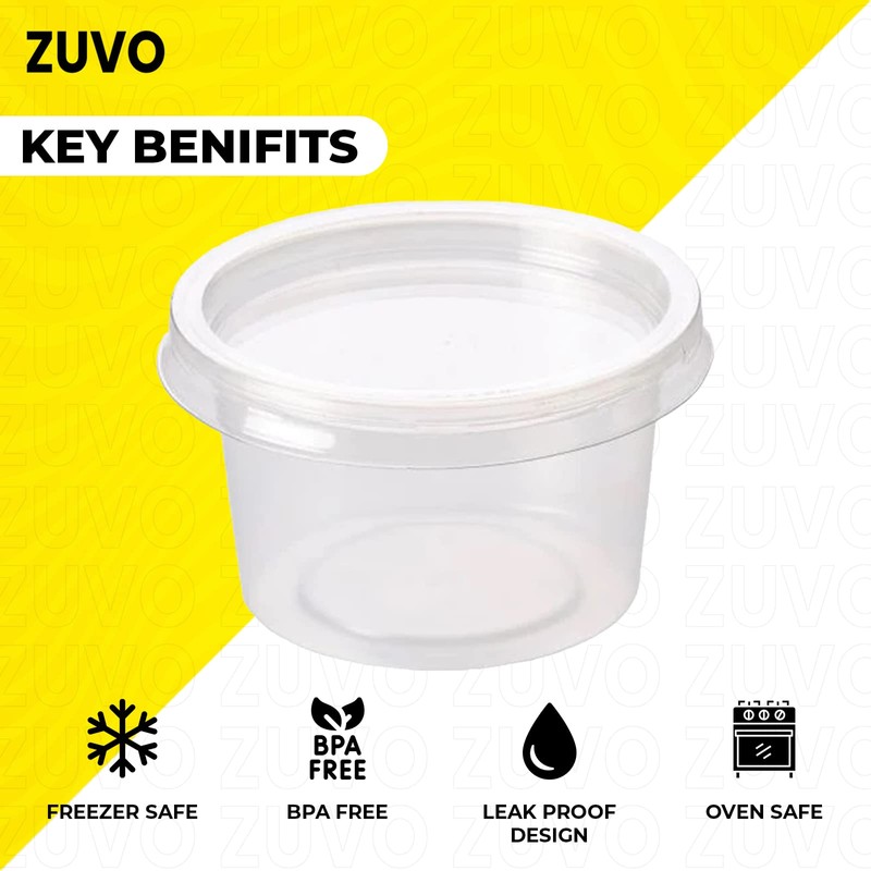 Zuvo Plastic Sauce Containers with Lids - 04 OZ (50