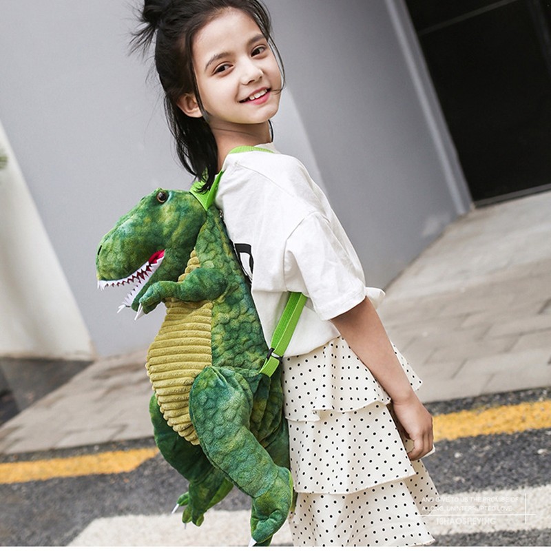 Kids Dinosaur Backpack Cartoon 3D Dinosaur Shape Soft Plush Kids