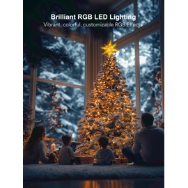 10.5" LED Moravian Star Tree Topper - Hanging Outdoor/Indoor Christmas Tree Star Topper Light - Use as Holiday Decoration, Porch Light, Wedding and Christmas Tree Decor