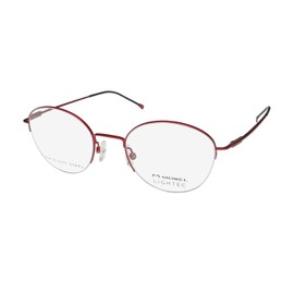 Lightec 30152l Stainless Steel Half-Rim French Designer Eyeglass Frame/Glasses [49-20-140, red/black]