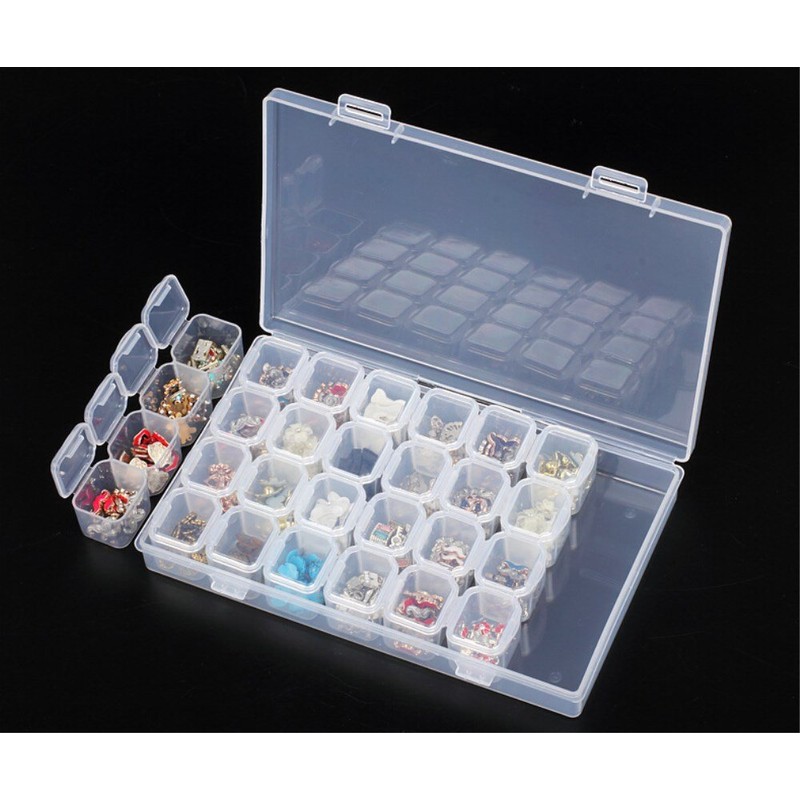 yueton 28-Grid with Cover Clear Plastic Candy Jewelry Organizer Box
