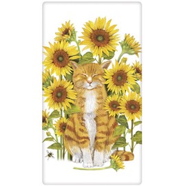 Mary Lake Thompson Flour Sack Towel Designed CAT in Sunflowers