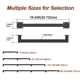 2FT Black Industrial Iron Hand Railing, Wall Support Handle for Indoor Stairs & Outdoor Decks, Non-Slip & Rust-Resistant