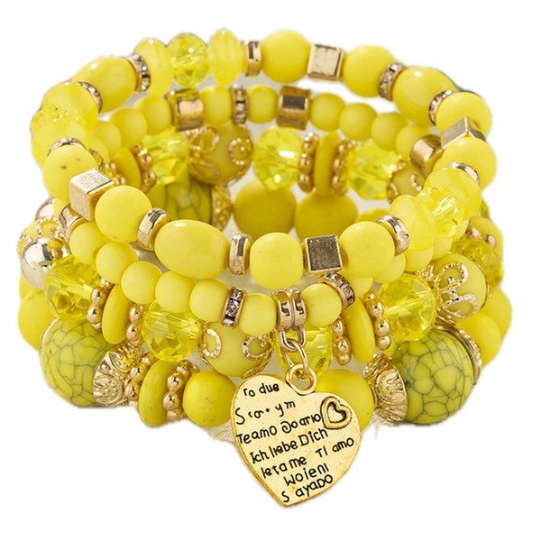 Stackable Beaded Bracelets for Women Retro Tassel Multi-Layer Mixed Color