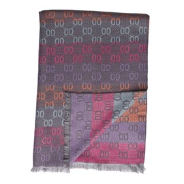 Zelly Womens Reversible Scarf Wrap Fringed Edges Grey Multi