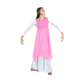 Danzcue Womens Dance Worship Pullover Vest Praise Dance Tunic for Women, Pink, Small-Medium