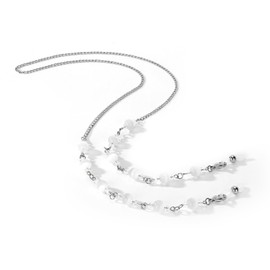 Glasses Holder Chain Loop Eyeglasses Necklace Ring for Women Reading Glasses Sunglasses Necklace for Men (Hand-beaded - White)