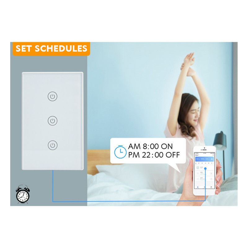 3 Gang Smart Touch Switch Glass Panel Voice APP Remote