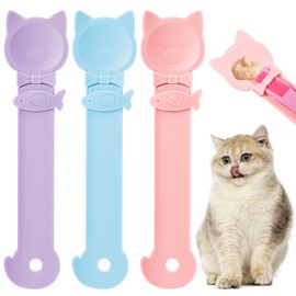 Yolev 3 Pcs Cat Treat Spoon Squeeze,Cat Strip Feeders Spoon,Multi-Function Dispenser Spoons Lickable Liquid Snack Feeder Spoons For Wet Food Puree Bisque Puppies Small Pets