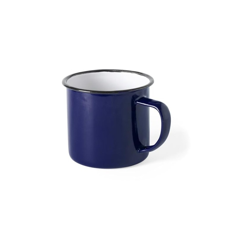 eBuyGB Set of 2 380ml Coloured Enamel Mugs Retro Outdoor