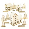 MCE-Commerce A550254 Set of Decorative Houses Made of Wood, Lantern,