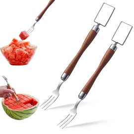 2 In 1 Stainless Steel Fruit Cutter 2Pcs, 2024 New Portable Dual Head Watermelon Cutter Slicer Tool, Watermelon Fork Slicer Cutter for Summer Family Party Camping Cut Watermelon