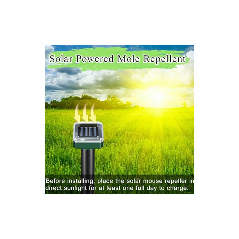 Mole Repellent Solar Powered 10 Pack,Snake Repellent Ultrasonic Vole Snake