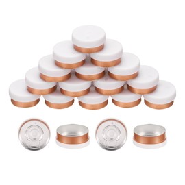 uxcell 20mm Flip Off Caps, 100PCS Burr-Free Flip Off Top Caps Seals Flip Off Aluminum Plastic Vial Flip Off Seals Caps Cover for Glass Vial Freeze-Dried Bottles, White/Gold