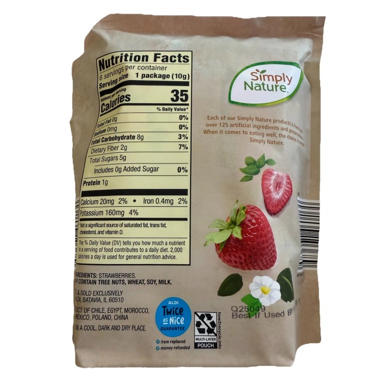 Simply Nature Freeze Dried Strawberries Snack Pack 6 - 0.35Oz