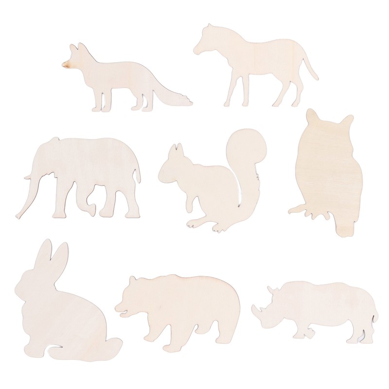 48PCS Animal Wooden Slice DIY Wood Ornaments Blank Decoration Shaped