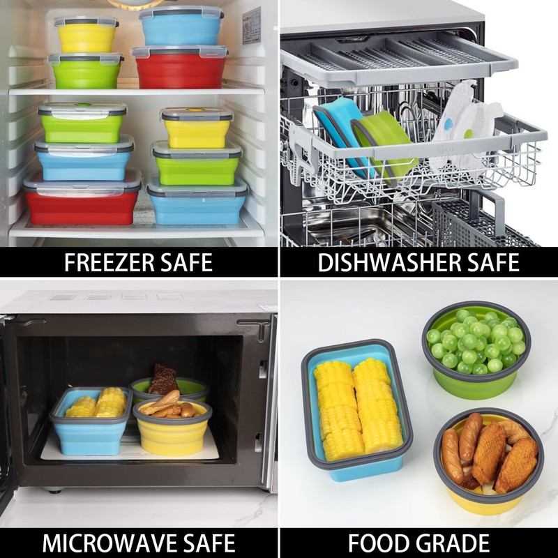 Collapsible Food Storage Containers with Lid & Air Vent, 16