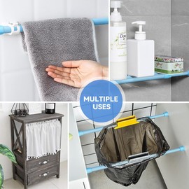 Pack of 6 Telescopic Rods, Goowin 25-40 cm (10-15.7 Inch) Tension Rod, No Drilling, Rustproof Spring, Small Tension Rod, Adjustable Tension Rod for Cupboard, Wardrobe, Bookshelf (Blue)