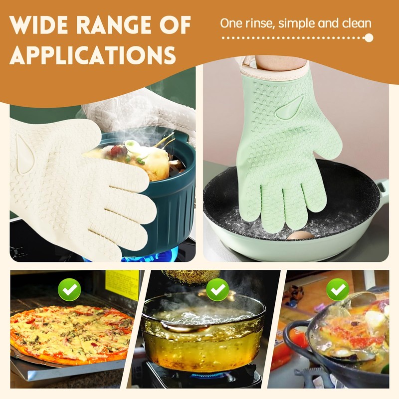 2 Pairs Silicone Oven Mitts Heat Resistant Gloves Heat Resistant