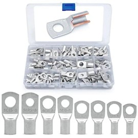 Wirefy Tinned Copper Wire Lugs Kit - Battery Lugs - Crimp Battery Cable Ends - 120 PCS